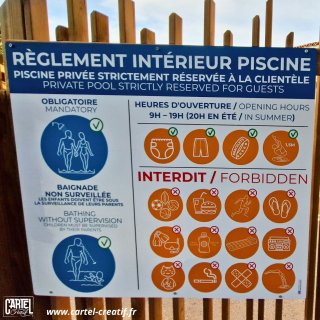 Panneau reglement interieur piscine camping cartel creatif
